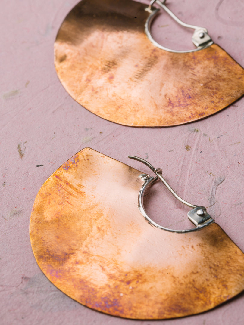 Crescent Moon Earrings | Copper